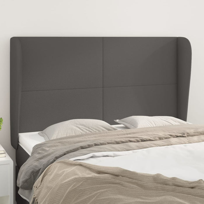 Tăblie de pat cu aripioare gri 147x23x118/128 cm piele eco - WALTI WALTI