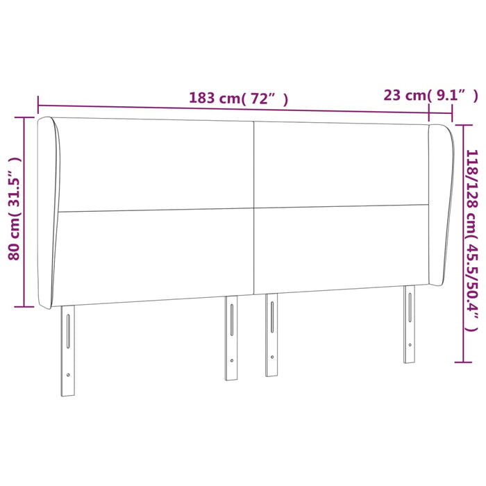 Tăblie de pat cu aripioare gri 183x23x118/128 cm piele eco - WALTI WALTI