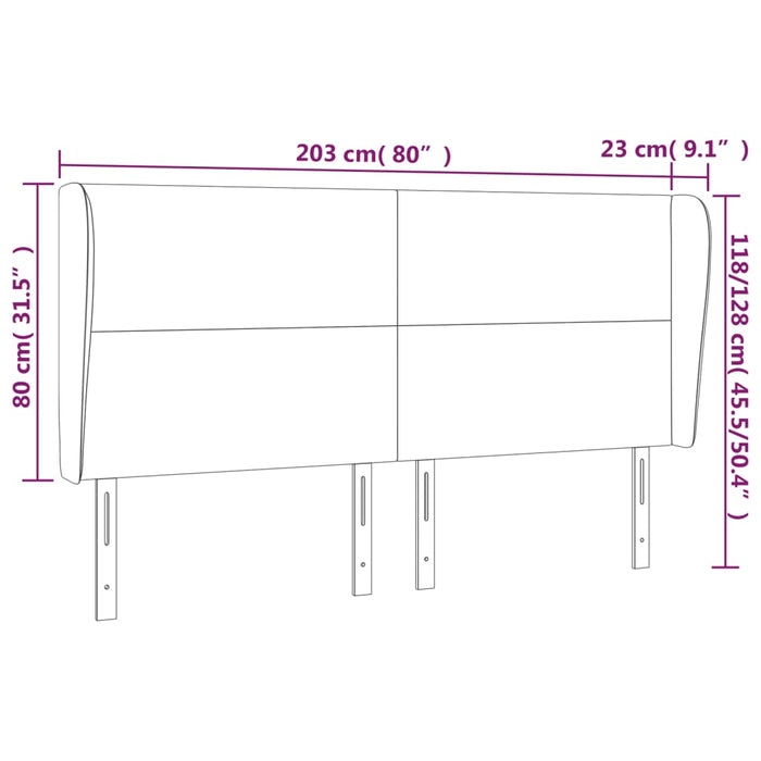 Tăblie de pat cu aripioare, crem, 203x23x118/128 cm, piele eco - WALTI WALTI
