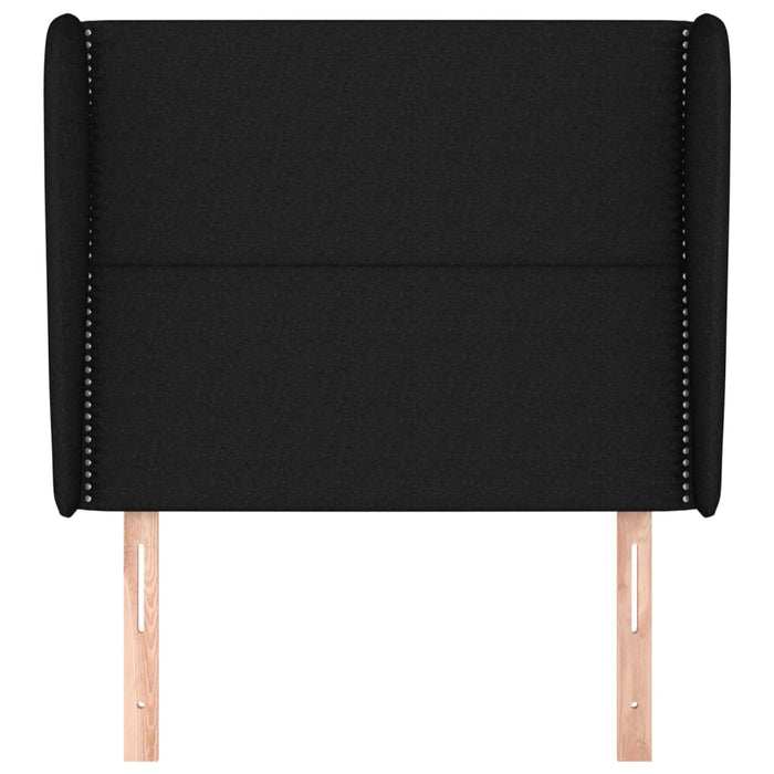 Tăblie de pat cu aripioare, negru, 83x23x118/128 cm, textil WALTI