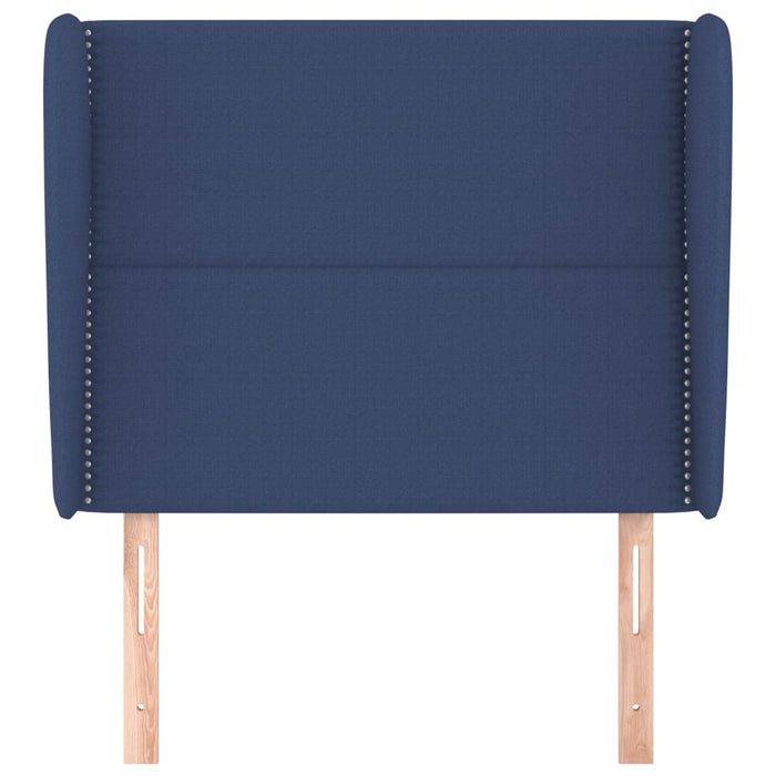 Tăblie de pat cu aripioare, albastru, 93x23x118/128 cm, textil WALTI