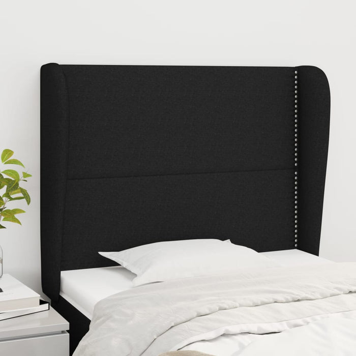 Tăblie de pat cu aripioare, negru, 103x23x118/128 cm, textil - WALTI WALTI