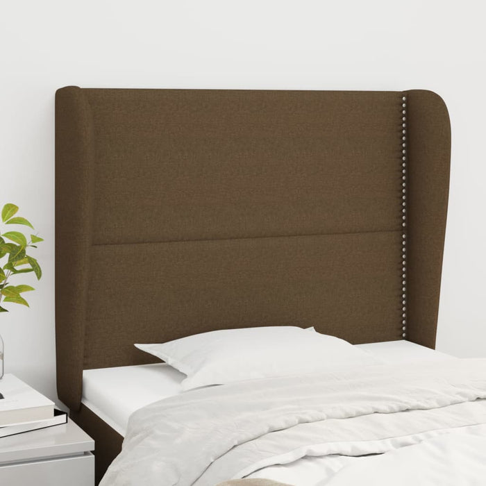 Tăblie de pat cu aripioare maro închis 103x23x118/128 cm textil WALTI
