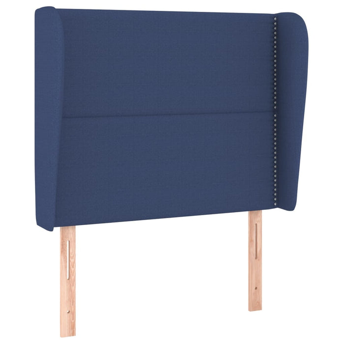 Tăblie de pat cu aripioare, albastru, 103x23x118/128 cm, textil WALTI