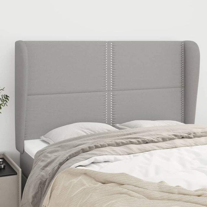 Tăblie de pat cu aripioare gri deschis 147x23x118/128 cm textil WALTI