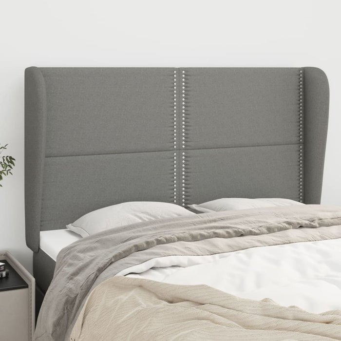 Tăblie de pat cu aripioare gri închis 147x23x118/128 cm textil - WALTI WALTI