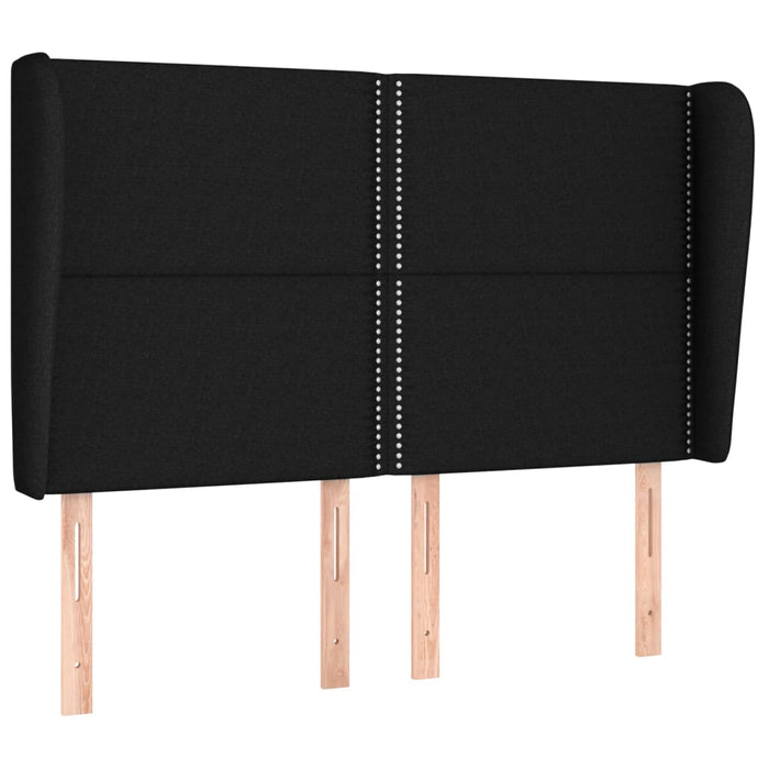 Tăblie de pat cu aripioare, negru, 147x23x118/128 cm, textil - WALTI WALTI