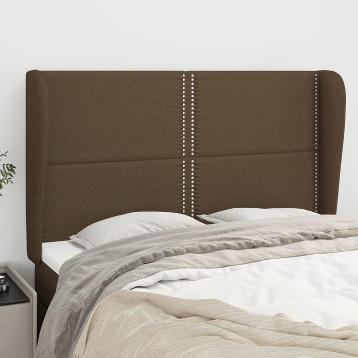 Tăblie de pat cu aripioare maro închis 147x23x118/128 cm textil WALTI