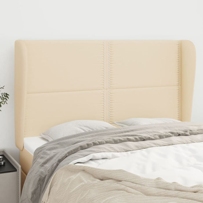 Tăblie de pat cu aripioare, crem, 147x23x118/128 cm, textil WALTI