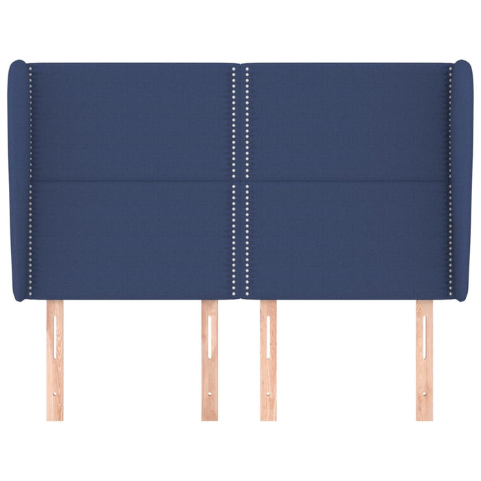 Tăblie de pat cu aripioare, albastru, 147x23x118/128 cm, textil WALTI