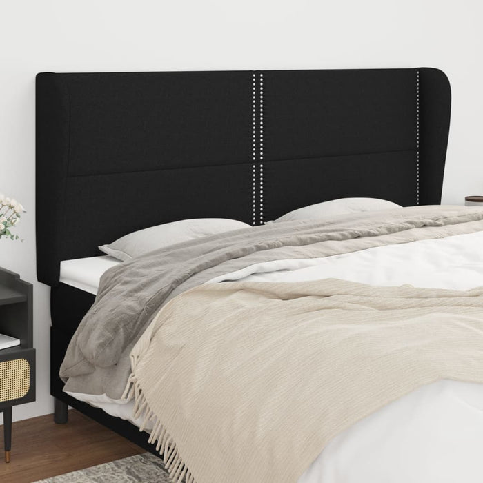 Tăblie de pat cu aripioare, negru, 163x23x118/128 cm, textil - WALTI WALTI