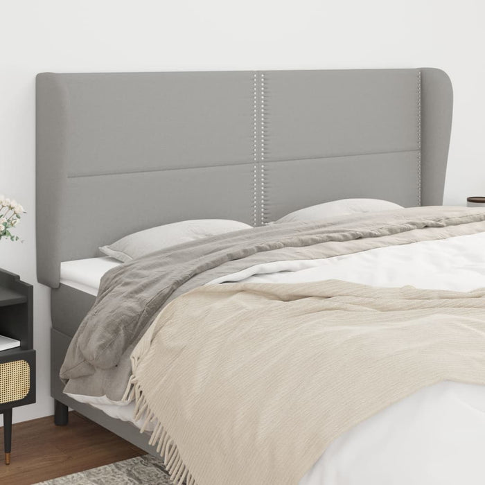 Tăblie de pat cu aripioare gri deschis 183x23x118/128 cm textil WALTI