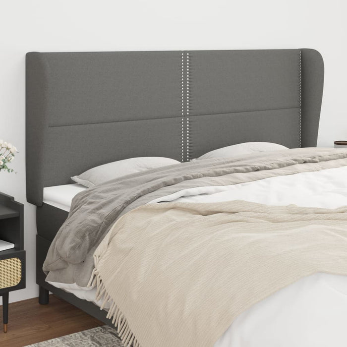 Tăblie de pat cu aripioare gri închis 183x23x118/128 cm textil - WALTI WALTI