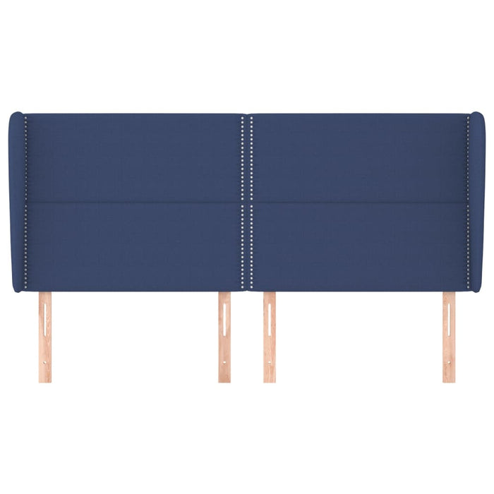 Tăblie de pat cu aripioare, albastru, 183x23x118/128 cm, textil WALTI