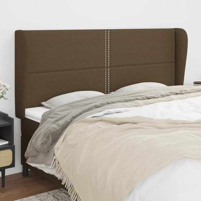 Tăblie de pat cu aripioare maro închis 203x23x118/128 cm textil WALTI