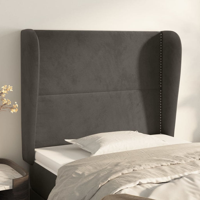 Tăblie de pat cu aripioare gri închis 103x23x118/128 cm catifea - WALTI WALTI