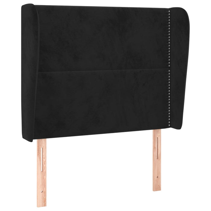 Tăblie de pat cu aripioare, negru, 103x23x118/128 cm, catifea - WALTI WALTI