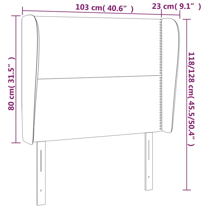 Tăblie de pat cu aripioare, negru, 103x23x118/128 cm, catifea - WALTI WALTI