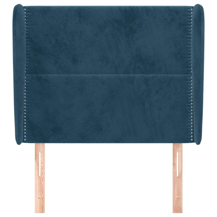 Tăblie pat cu urechi albastru închis 103x23x118/128cm catifea WALTI