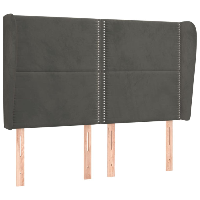 Tăblie de pat cu aripioare gri închis 147x23x118/128 cm catifea WALTI