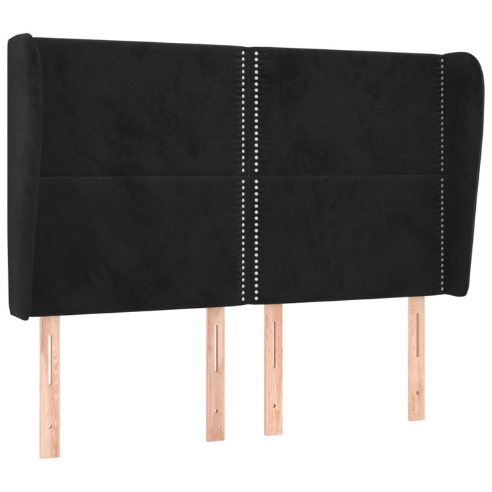 Tăblie de pat cu aripioare, negru, 147x23x118/128 cm, catifea - WALTI WALTI