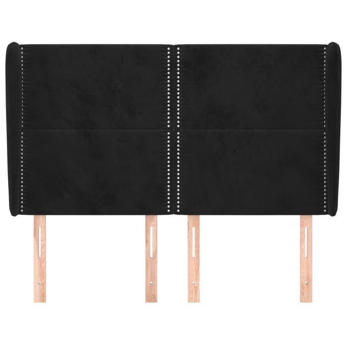 Tăblie de pat cu aripioare, negru, 147x23x118/128 cm, catifea - WALTI WALTI