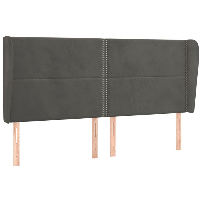 Tăblie de pat cu aripioare gri închis 163x23x118/128 cm catifea WALTI