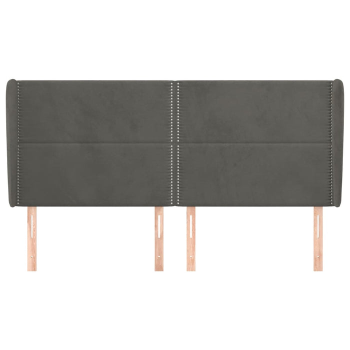 Tăblie de pat cu aripioare gri închis 163x23x118/128 cm catifea WALTI