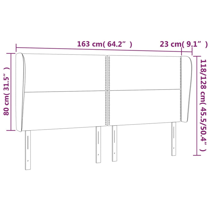 Tăblie de pat cu aripioare gri închis 163x23x118/128 cm catifea WALTI