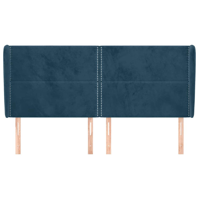 Tăblie pat cu urechi albastru închis 163x23x118/128 cm catifea WALTI