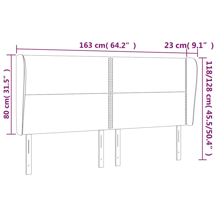 Tăblie pat cu urechi albastru închis 163x23x118/128 cm catifea WALTI