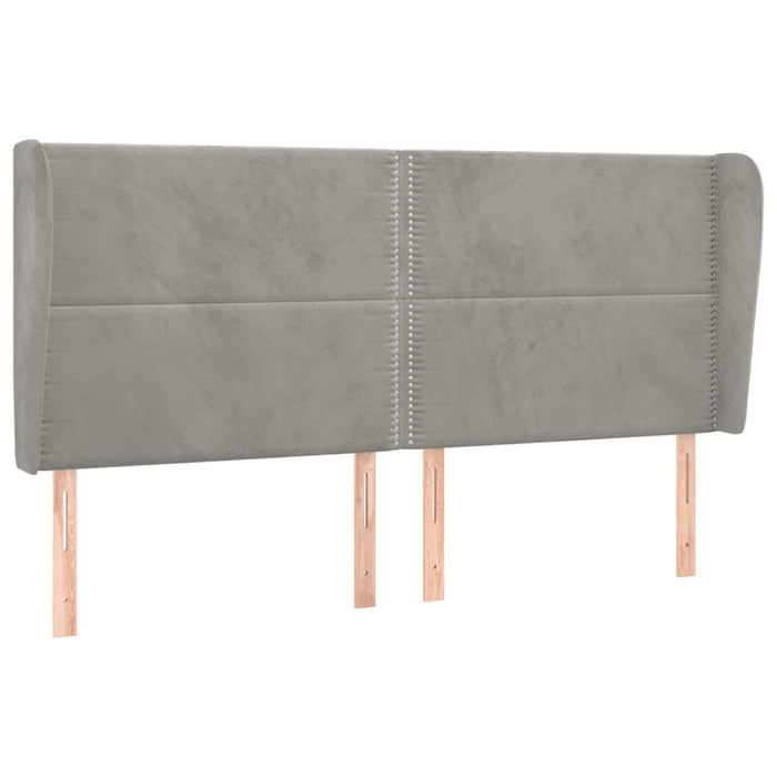 Tăblie de pat cu aripioare gri deschis 203x23x118/128cm catifea WALTI
