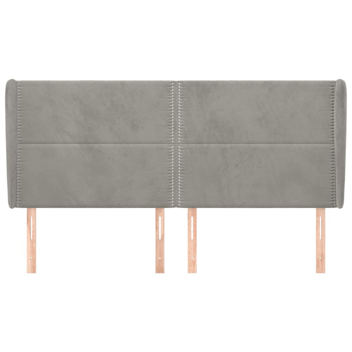 Tăblie de pat cu aripioare gri deschis 203x23x118/128cm catifea WALTI