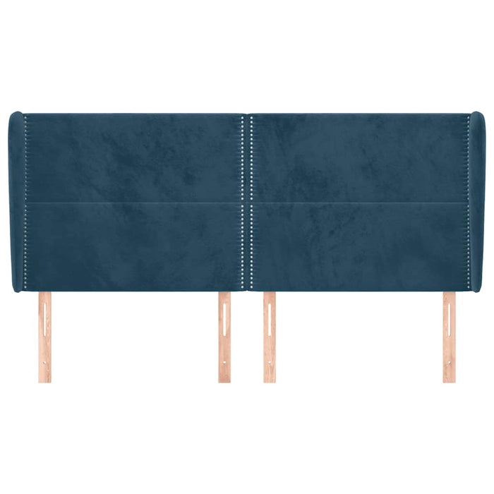 Tăblie pat cu urechi albastru închis 203x23x118/128 cm catifea WALTI