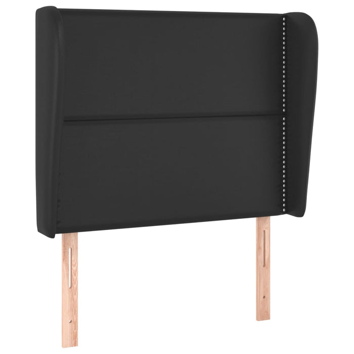 Tăblie de pat cu aripioare, negru, 83x23x118/128 cm, piele eco WALTI
