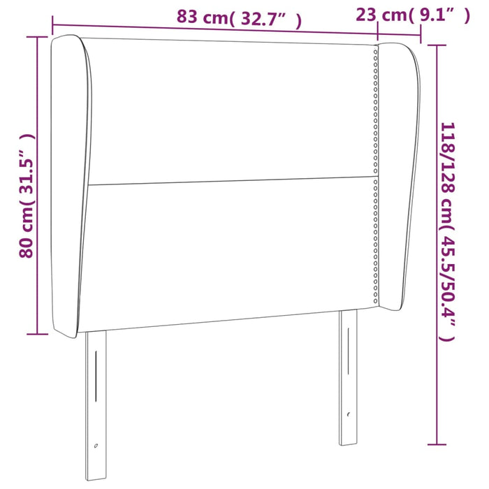 Tăblie de pat cu aripioare, negru, 83x23x118/128 cm, piele eco WALTI
