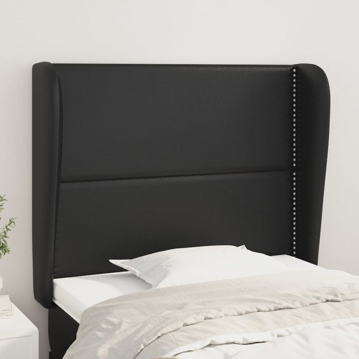 Tăblie de pat cu aripioare, negru, 83x23x118/128 cm, piele eco WALTI