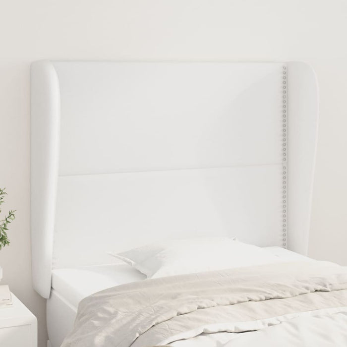Tăblie de pat cu aripioare, alb, 103x23x118/128 cm, piele eco - WALTI WALTI
