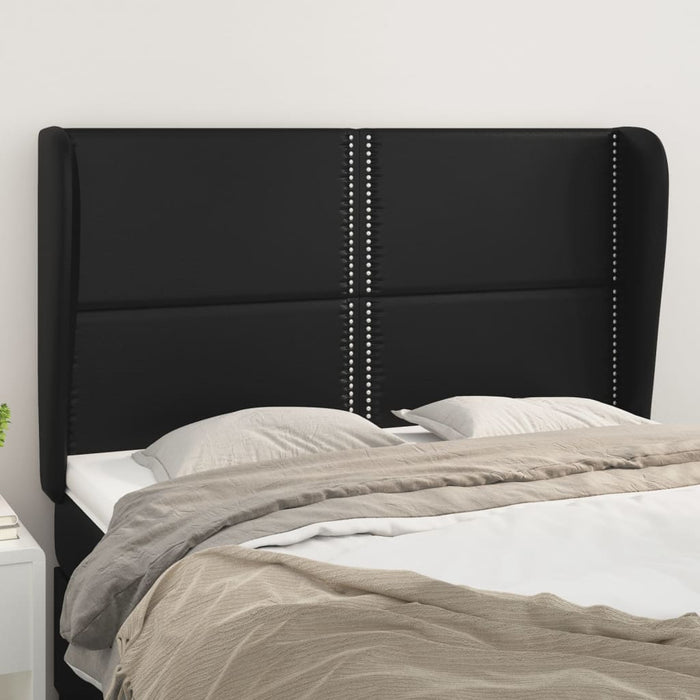 Tăblie de pat cu aripioare, negru, 147x23x118/128 cm, piele eco - WALTI WALTI