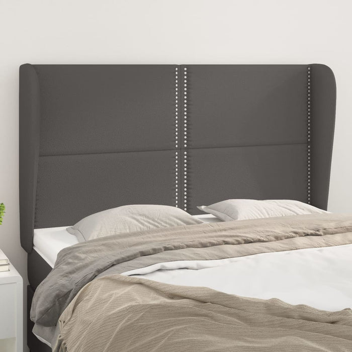 Tăblie de pat cu aripioare gri 147x23x118/128 cm piele eco WALTI