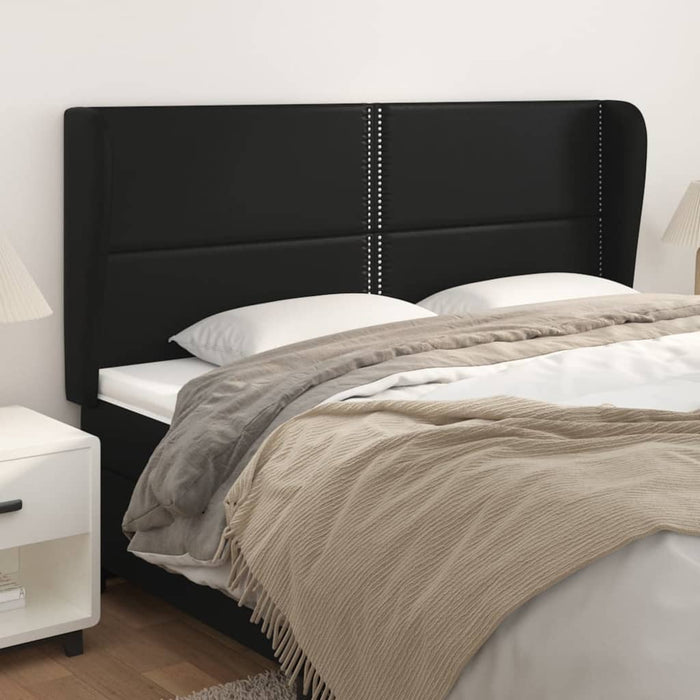 Tăblie de pat cu aripioare, negru, 183x23x118/128 cm, piele eco - WALTI WALTI