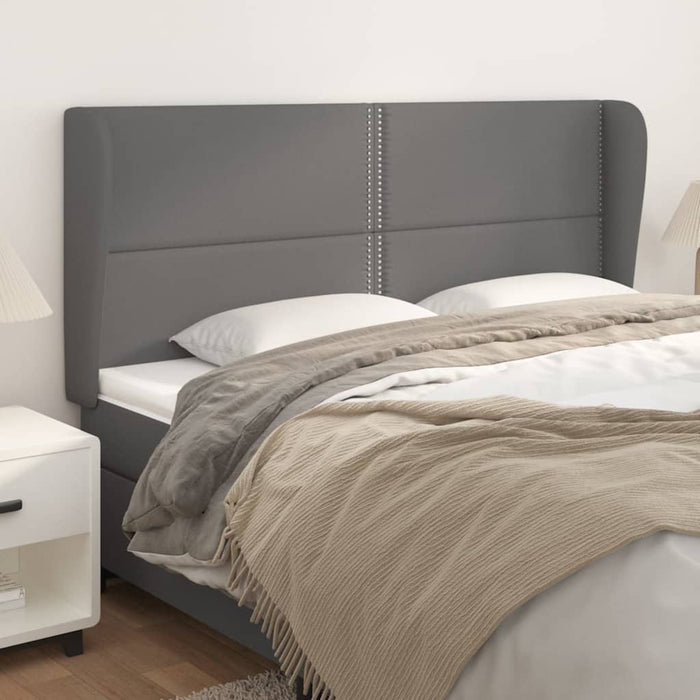 Tăblie de pat cu aripioare gri 203x23x118/128 cm piele eco - WALTI WALTI