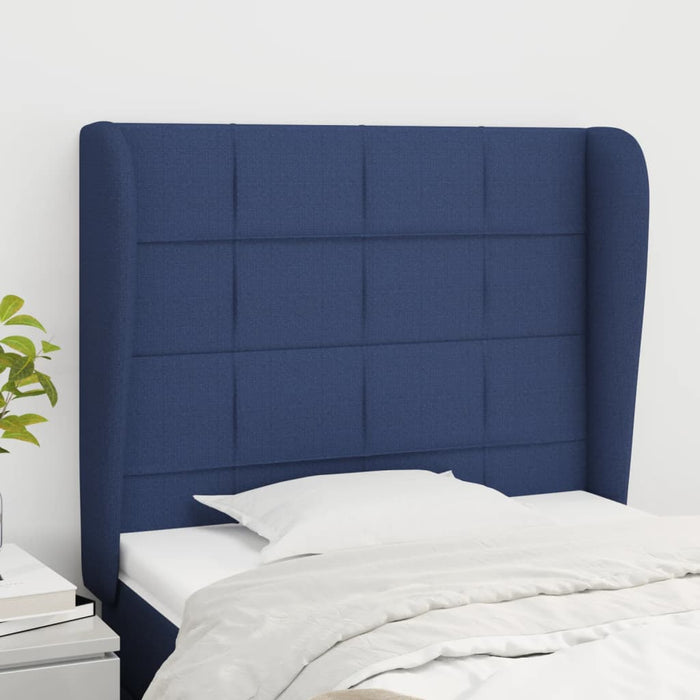 Tăblie de pat cu aripioare, albastru, 83x23x118/128 cm, textil - WALTI WALTI