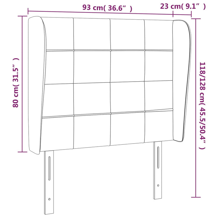 Tăblie de pat cu aripioare gri deschis 93x23x118/128 cm textil - WALTI WALTI