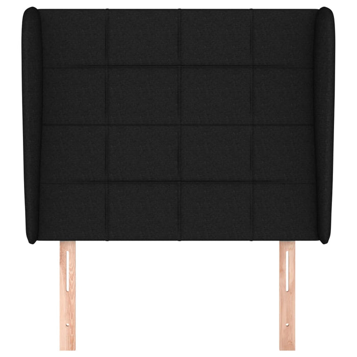 Tăblie de pat cu aripioare, negru, 93x23x118/128 cm, textil WALTI