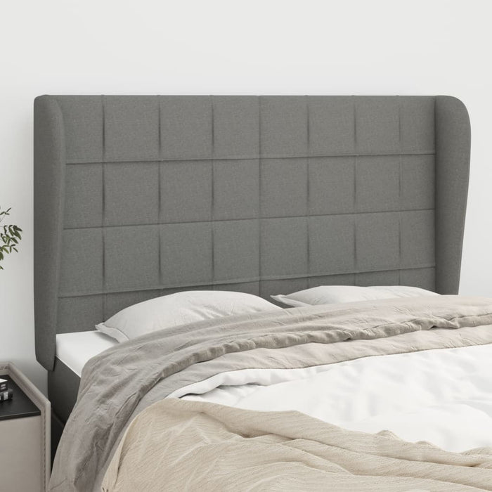 Tăblie de pat cu aripioare gri închis 147x23x118/128 cm textil - WALTI WALTI