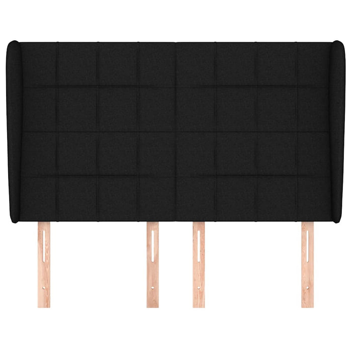 Tăblie de pat cu aripioare, negru, 147x23x118/128 cm, textil WALTI