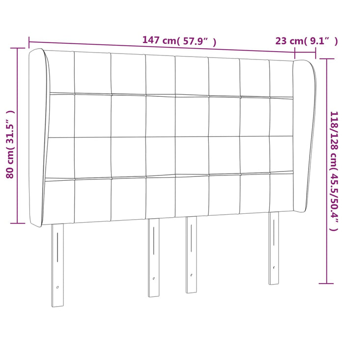 Tăblie de pat cu aripioare, negru, 147x23x118/128 cm, textil WALTI