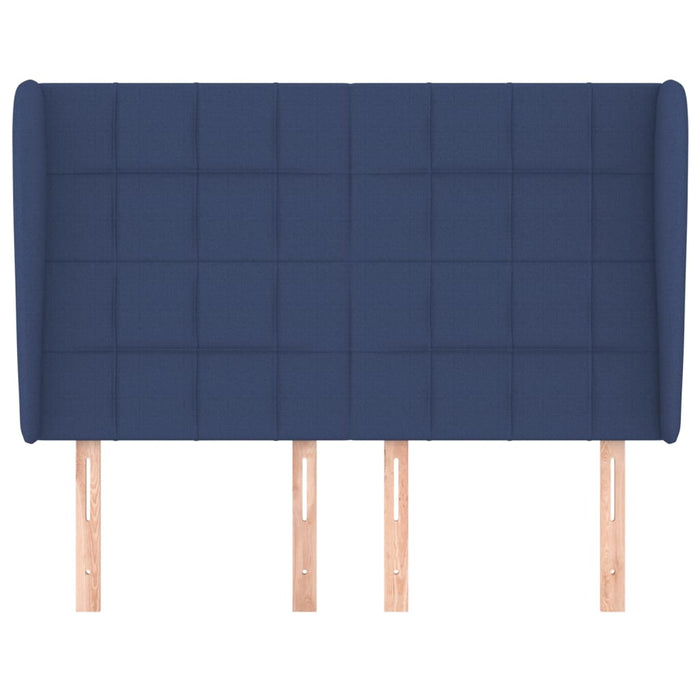 Tăblie de pat cu aripioare, albastru, 147x23x118/128 cm, textil - WALTI WALTI