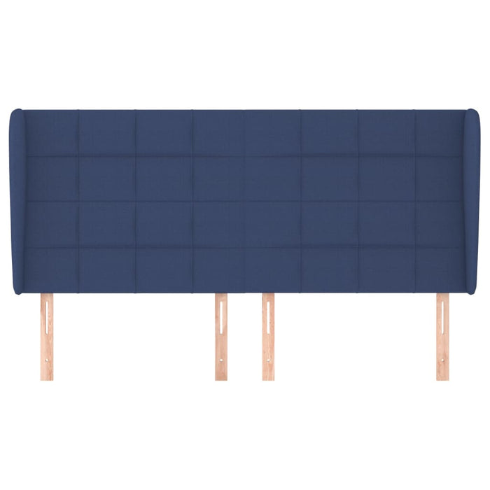 Tăblie de pat cu aripioare, albastru, 163x23x118/128 cm, textil WALTI